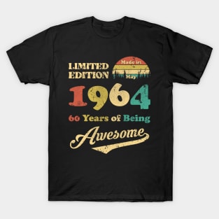 Made In May 1964 60 Years Of Being Awesome Vintage 60th Birthday T-Shirt